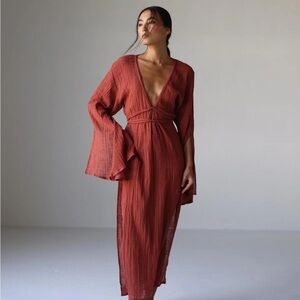 Elegant Rust Maxi Dress